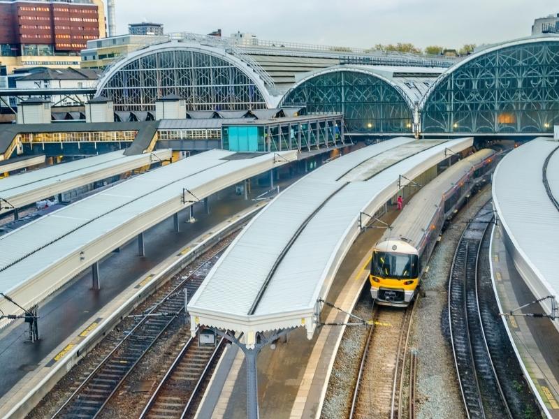 Trains at Paddington station in London.