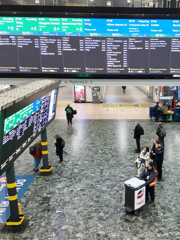 Euston rail station concourse.