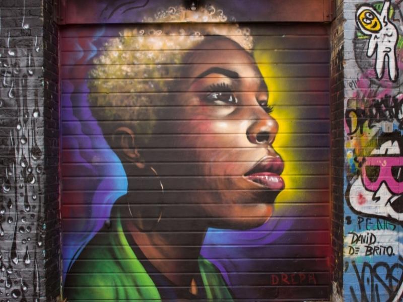 Street art can be found in Shoreditch in London like this example which is a short walk from some of the best hotels in Shoreditch.