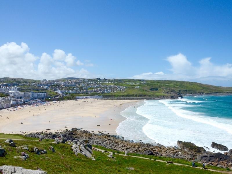 View of St Ives and St Ives Bay.