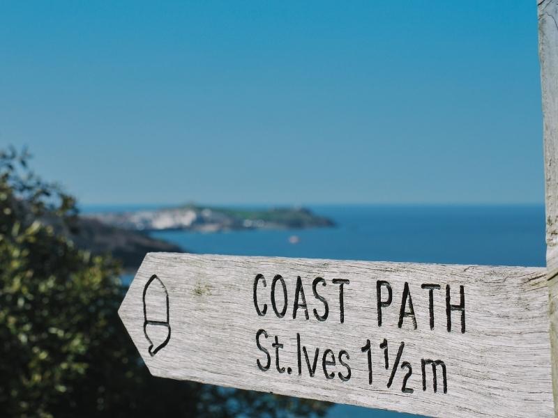 Sign for the coast path at St Ives.