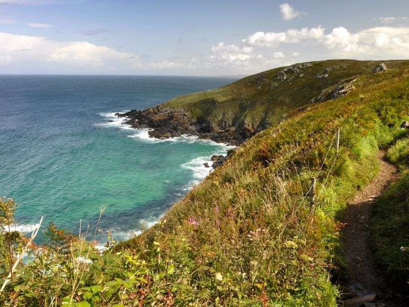 Views of the sea from cliff tops near St Ives in Cornwall.