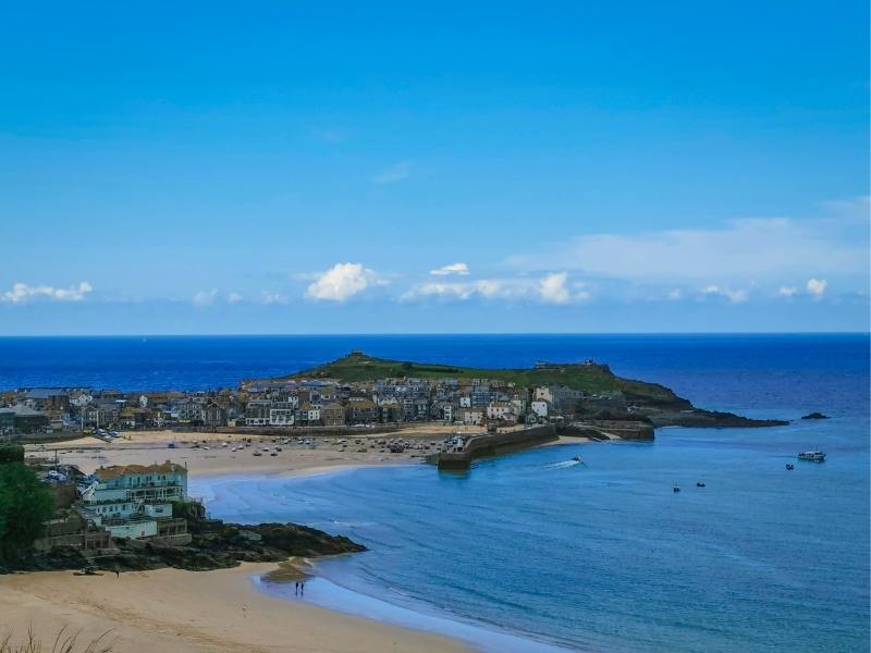 Views over St Ives and Carbis Bay in Cornwall.