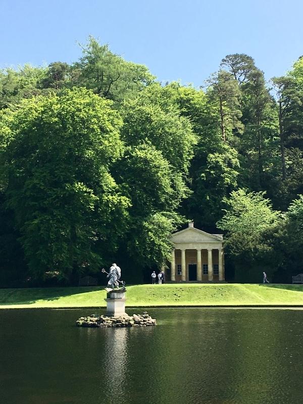 View of the pavilion at fountains abbey and studley royal.