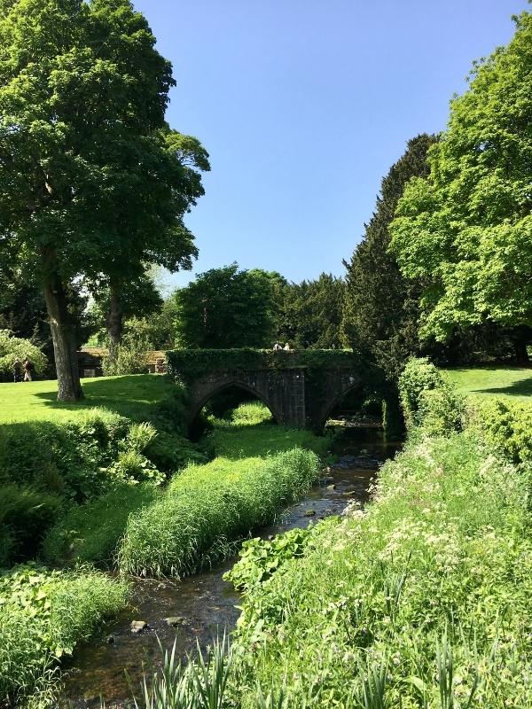 View of the river and meadows at fountains abbey and studley royal