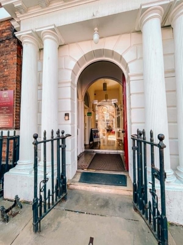 Pillared entrance to the Bar Convent on Blossom Street, York