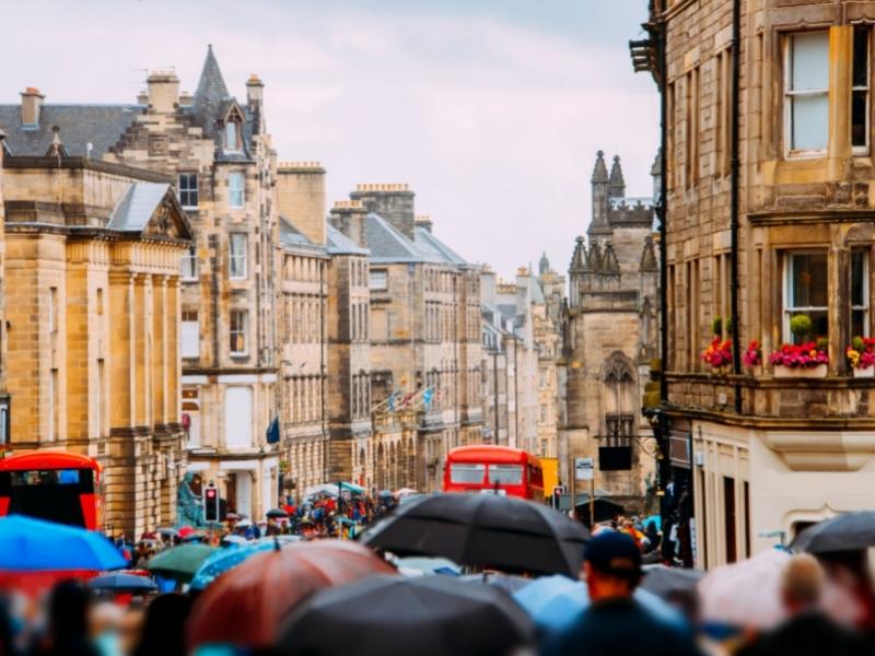 View of the Royal Mile in Edinburgh one of the Best places to stay in Edinburgh.