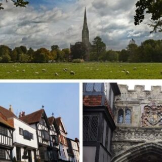 Collage of pictures of the English city of Salisbury