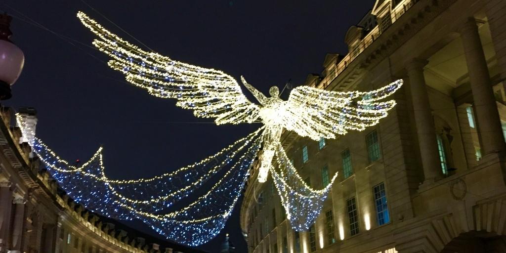 Angel Christmas decorations on Regents Street