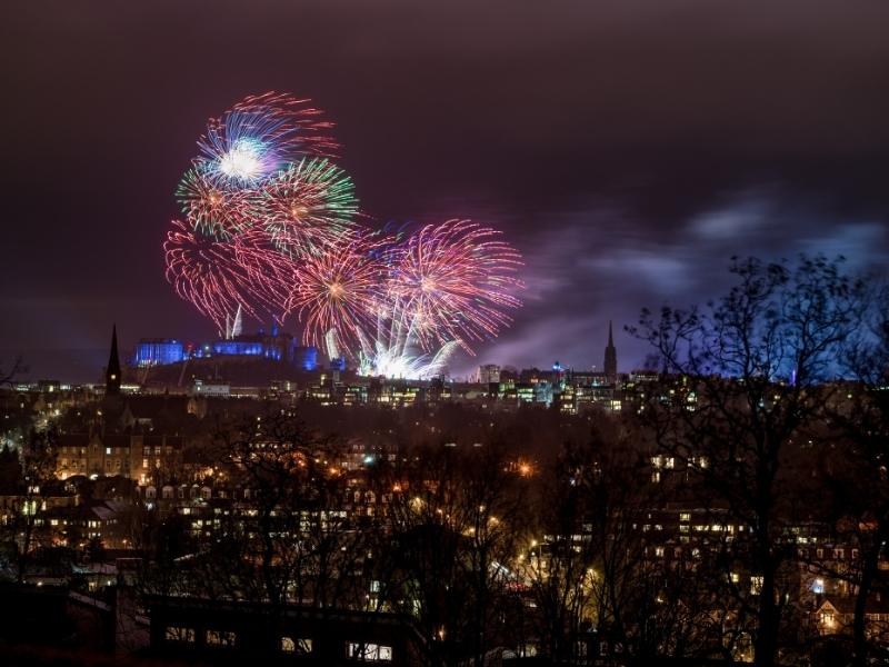 Edinburgh fireworks at Hogmanay is a popular event in the UK in winter.