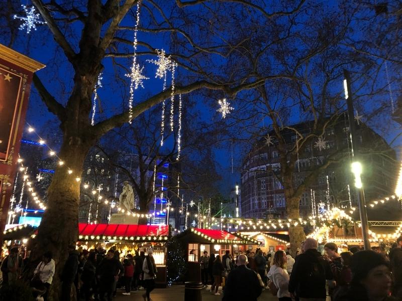 Christmas market in Leicester Square.