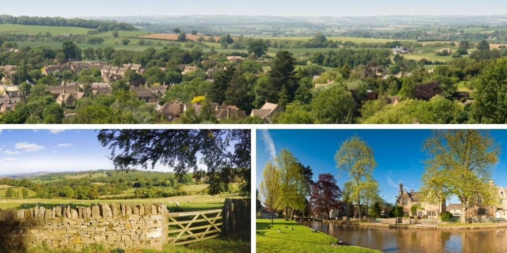 collages of images of the Cotswolds.