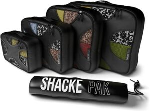 Shacke Pak – 5 Set Packing Cubes – Travel Organizers with Laundry Bag