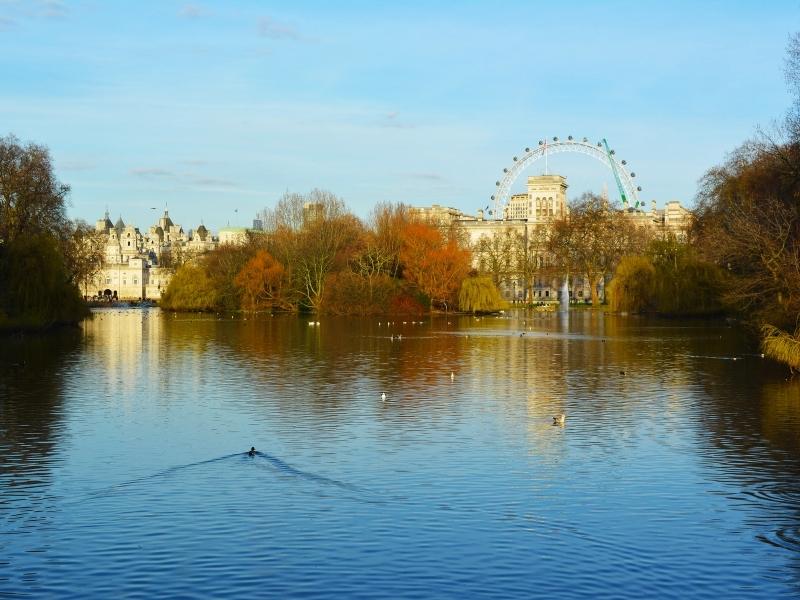 St Jamess Park in London in winter