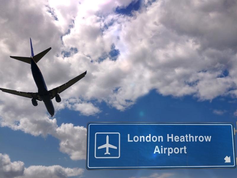 Heathrow airport plane coming into land.