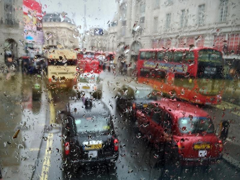 A rainy London street.
