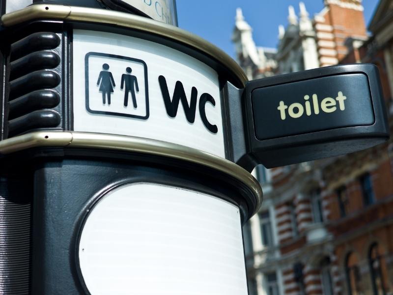 London toilet in Chelsea with a WC sign.