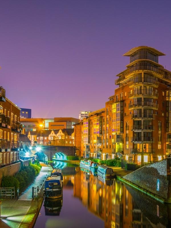 Birmingham canals in the evening.