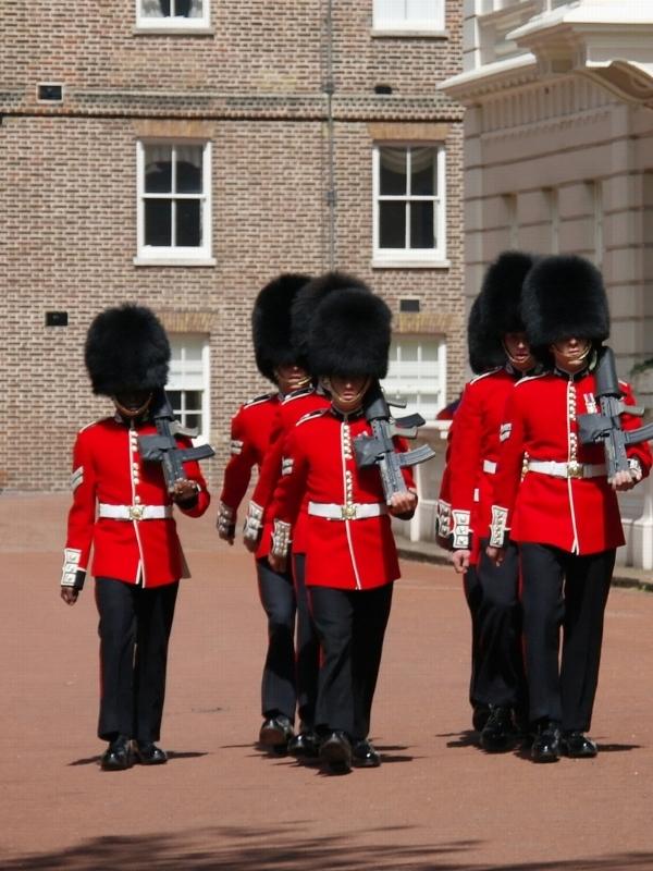 Changing of the guards at Buckingham Palace.