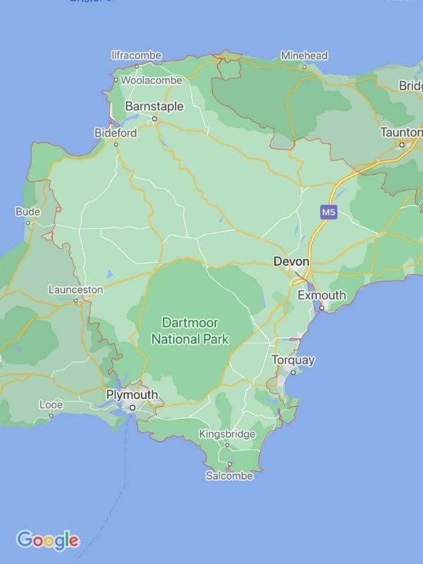 Map of Devon.