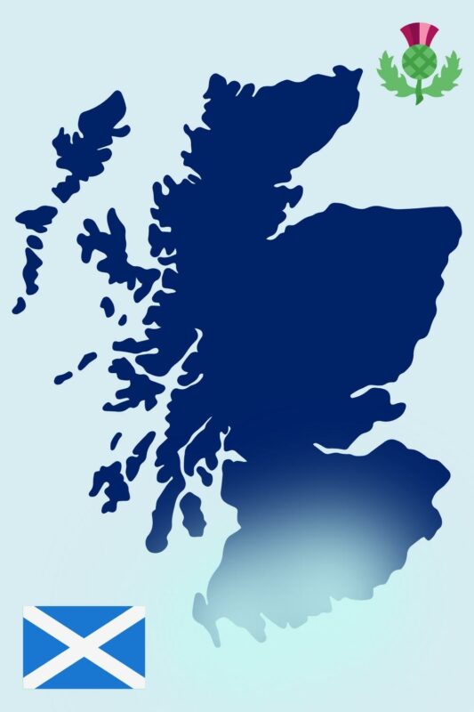 Map showing the regions of Scotland.