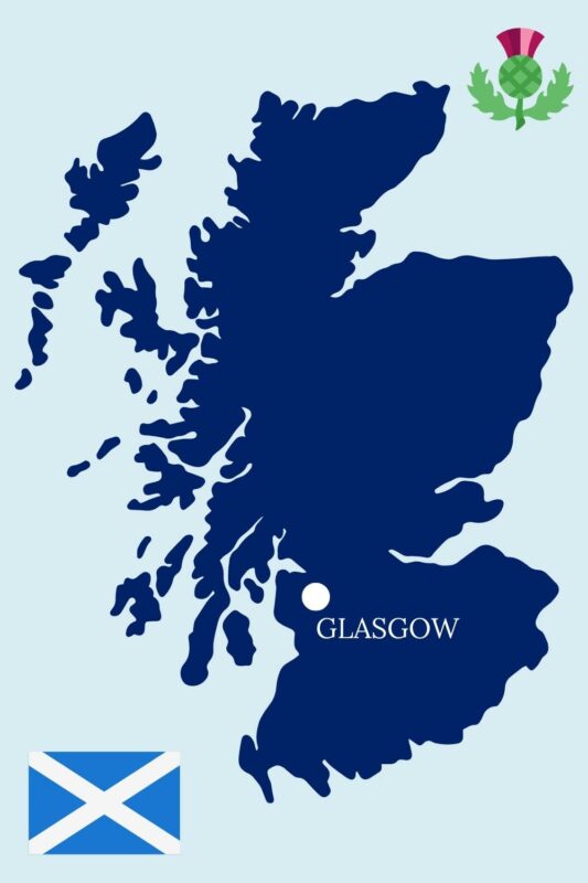 Map showing the regions of Scotland.