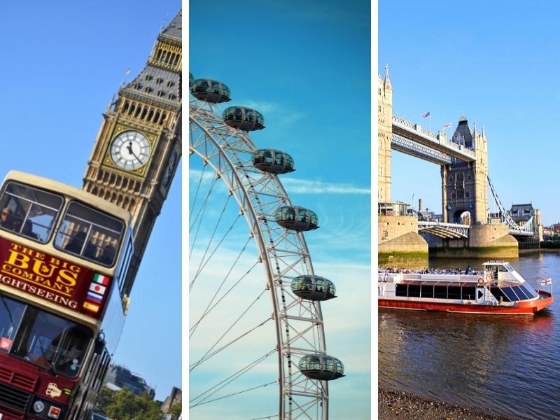 Big Ben, London Eye and Tower Bridge.