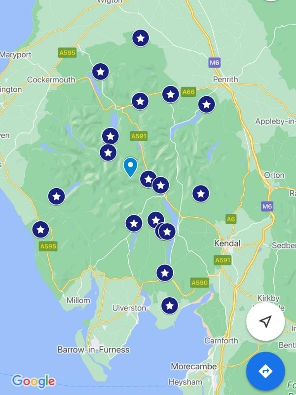 Map of Lake District villages