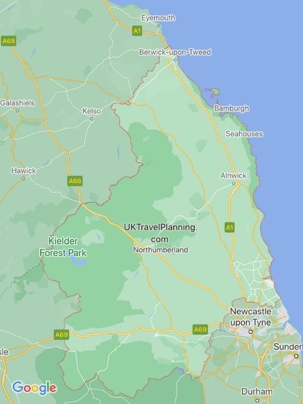 Map of Northumberland.