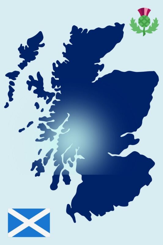 Map showing the regions of Scotland.