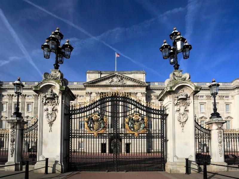 Gates of Buckingham Palace in London.