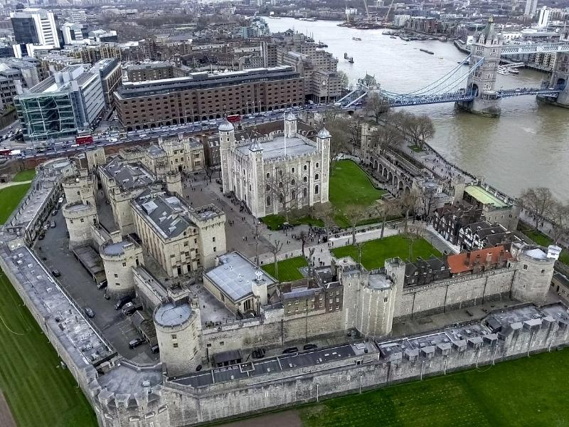 Aerial view of the Tower of London.