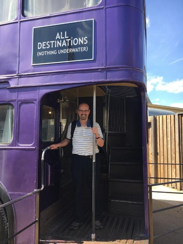 The Night Bus parked at Privet Drive at Harry Potter Studios London.