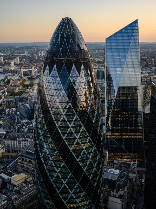 View of the Gherkin in London.