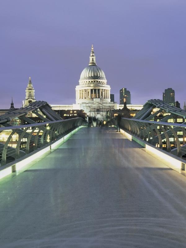 Millennium Bridge in London with St Paul's in the background.