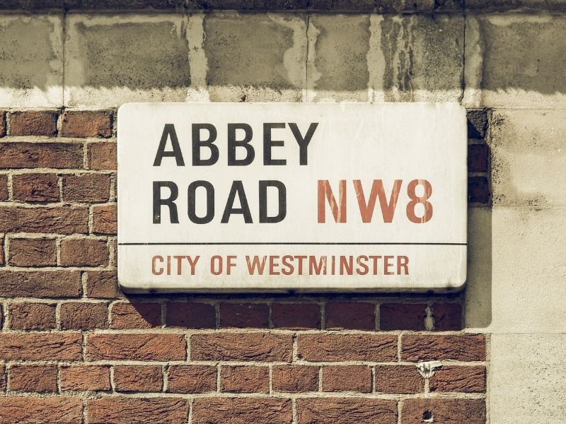 Abbey Road sign in London.