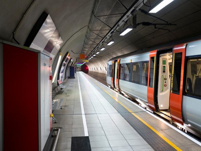 London Underground train at Heathrow Airport.