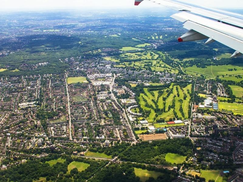 Coming into land at Heathrow Airport.