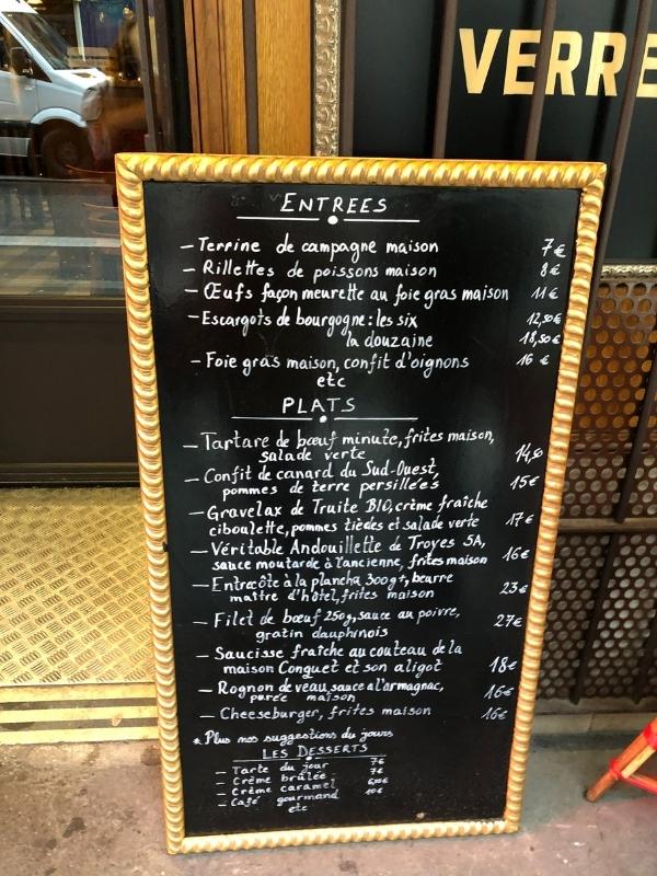 Parisian menu