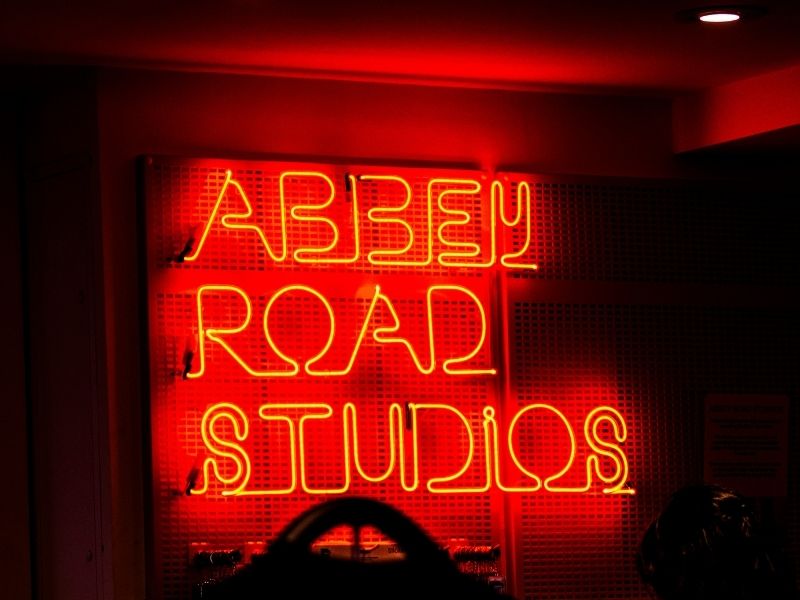 Neon sign for Abbey Road studios.