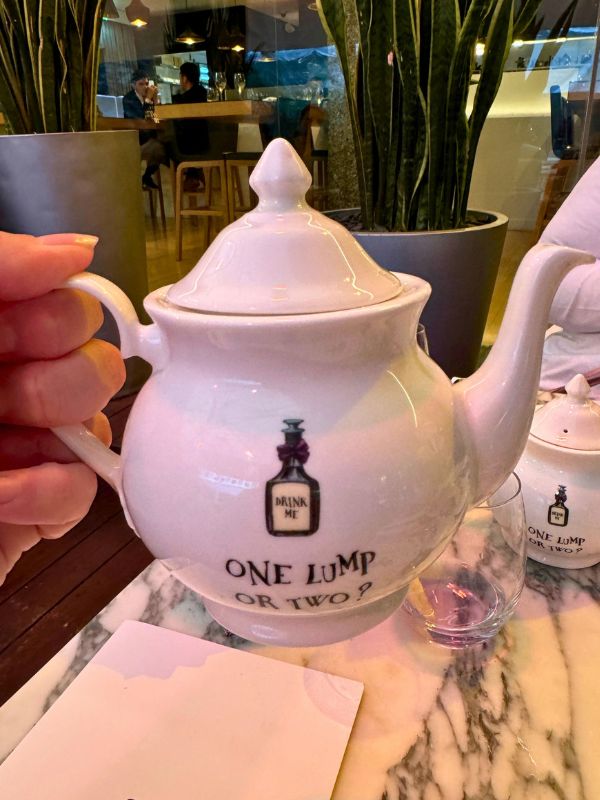 One lump or two? teapot at the Mad Hatter’s Alice in Wonderland afternoon tea, Sanderson London