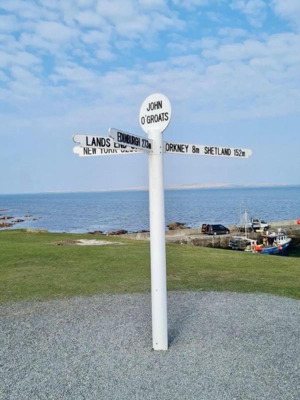 The sign at John O'Groats - listen to episode 10 of the UKTP podcast for details of the NC500 including where to find this famous sign.