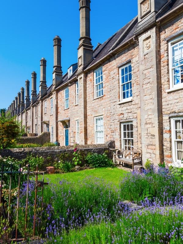 a row of stone cottages