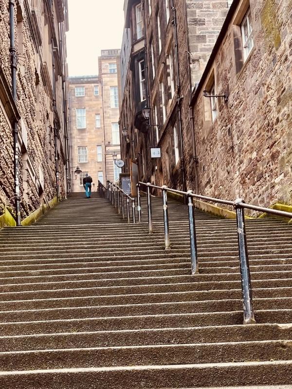 Steps up to the Royal Mile in Edinburgh.