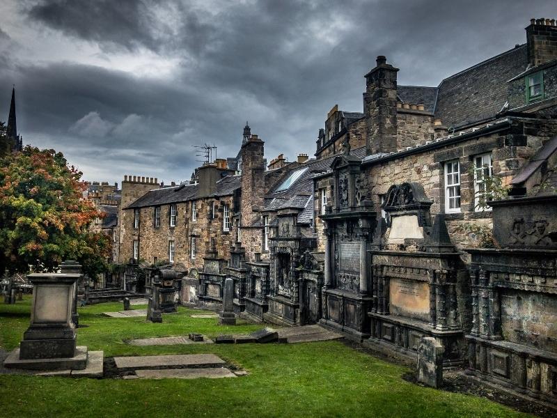 Edinburgh Ghost Tours take you round graveyards like this one in the image.
