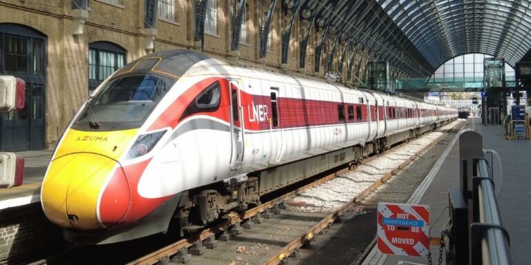 Train parked in a train station