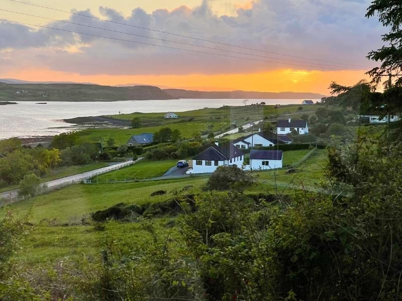 View from Loch Eyre House on the Isle of Skye which is one place we recommend when thinking about where to stay on the Isle of Skye