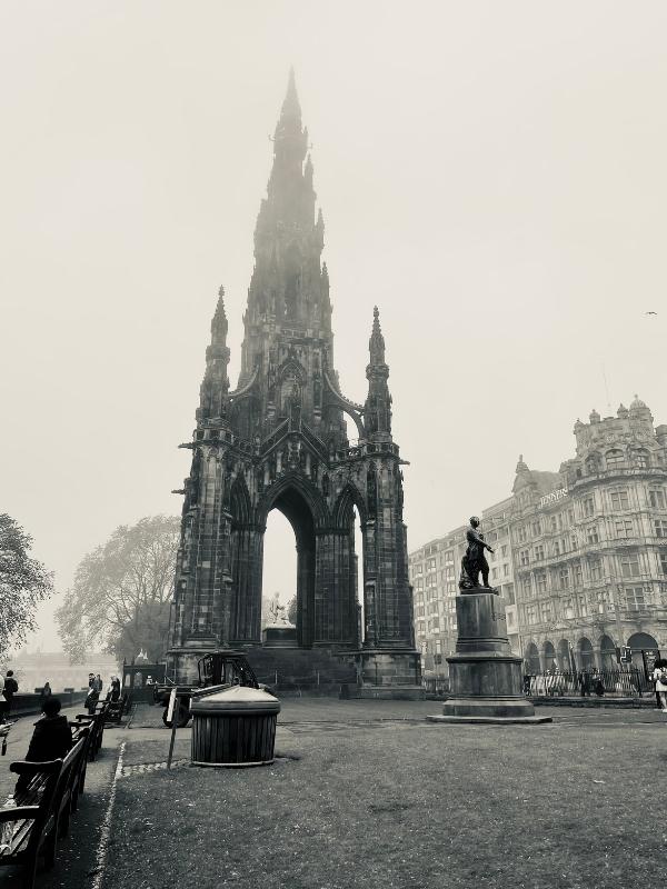 The Scott Monument in Edinburgh shrouded in the mist.