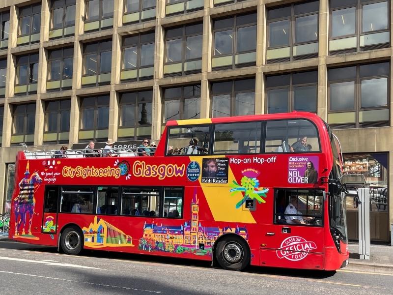 Hop on hop off bus in Glasgow.