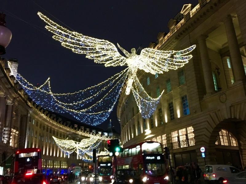 Christmas angel lights in London.
